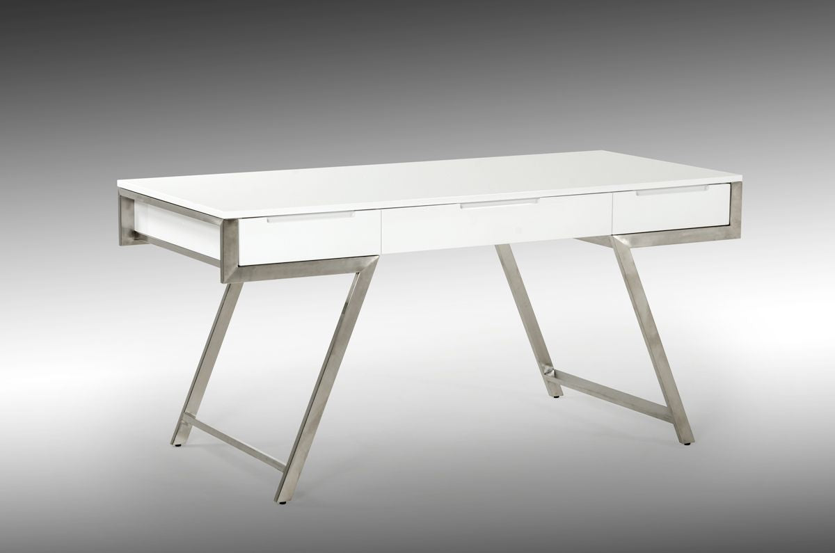 "Modrest Dessart Modern White Gloss Office Desk - Stylish office desk" | Vrxco.com