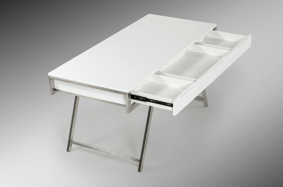 "Modrest Dessart Modern White Gloss Office Desk - Stylish office desk" | Vrxco.com