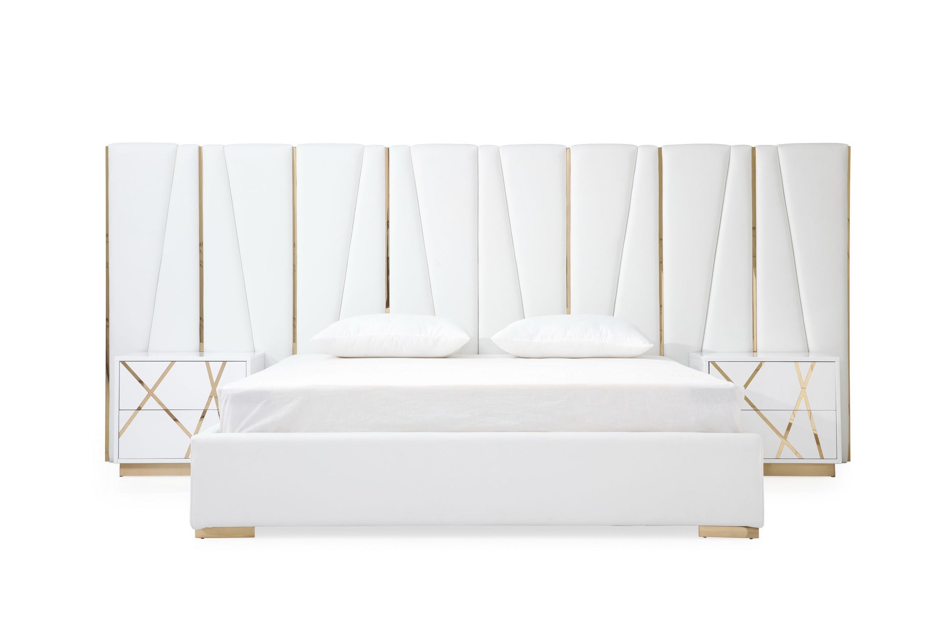 Modrest Nixa Modern White & Gold Bedroom Set showcasing luxury and modern design | Vrxco.com