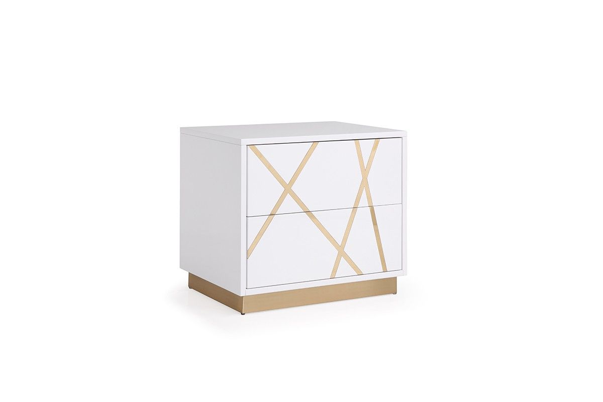 Modrest Nixa Modern White & Gold Bedroom Set showcasing luxury and modern design | Vrxco.com
