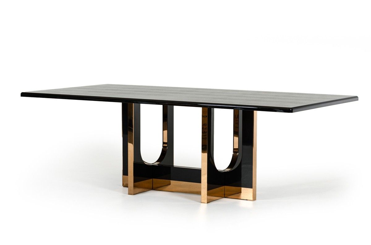 "A&X Padua Modern Large Black Crocodile & Rosegold Dining Table with luxurious design" | Vrxco.com