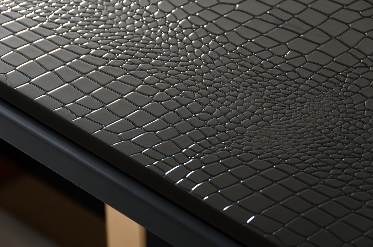 "A&X Padua Modern Large Black Crocodile & Rosegold Dining Table with luxurious design" | Vrxco.com