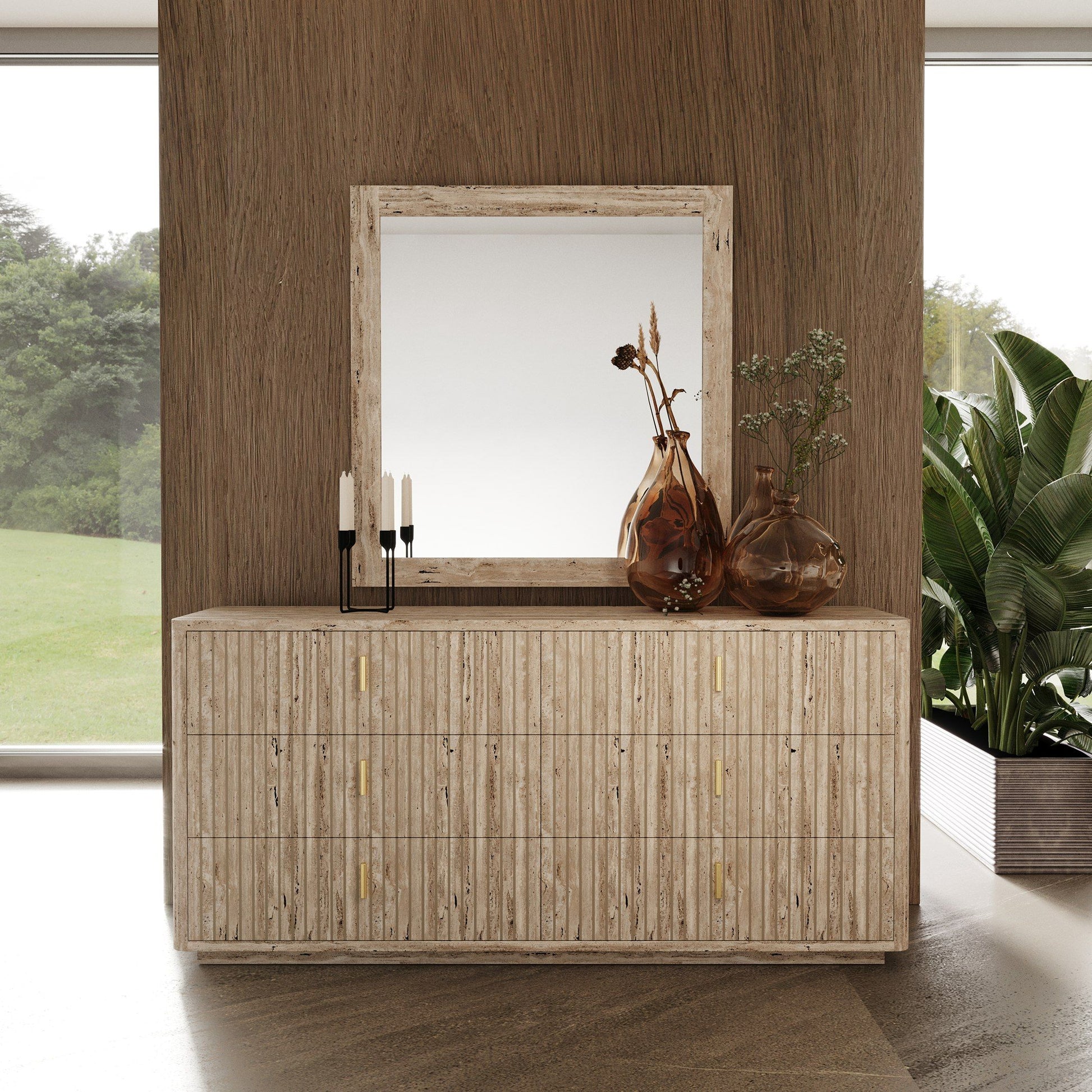 Nova Domus Daystar Beige & Gold Bedroom Set with opulent beige and gold accents | Vrxco.com