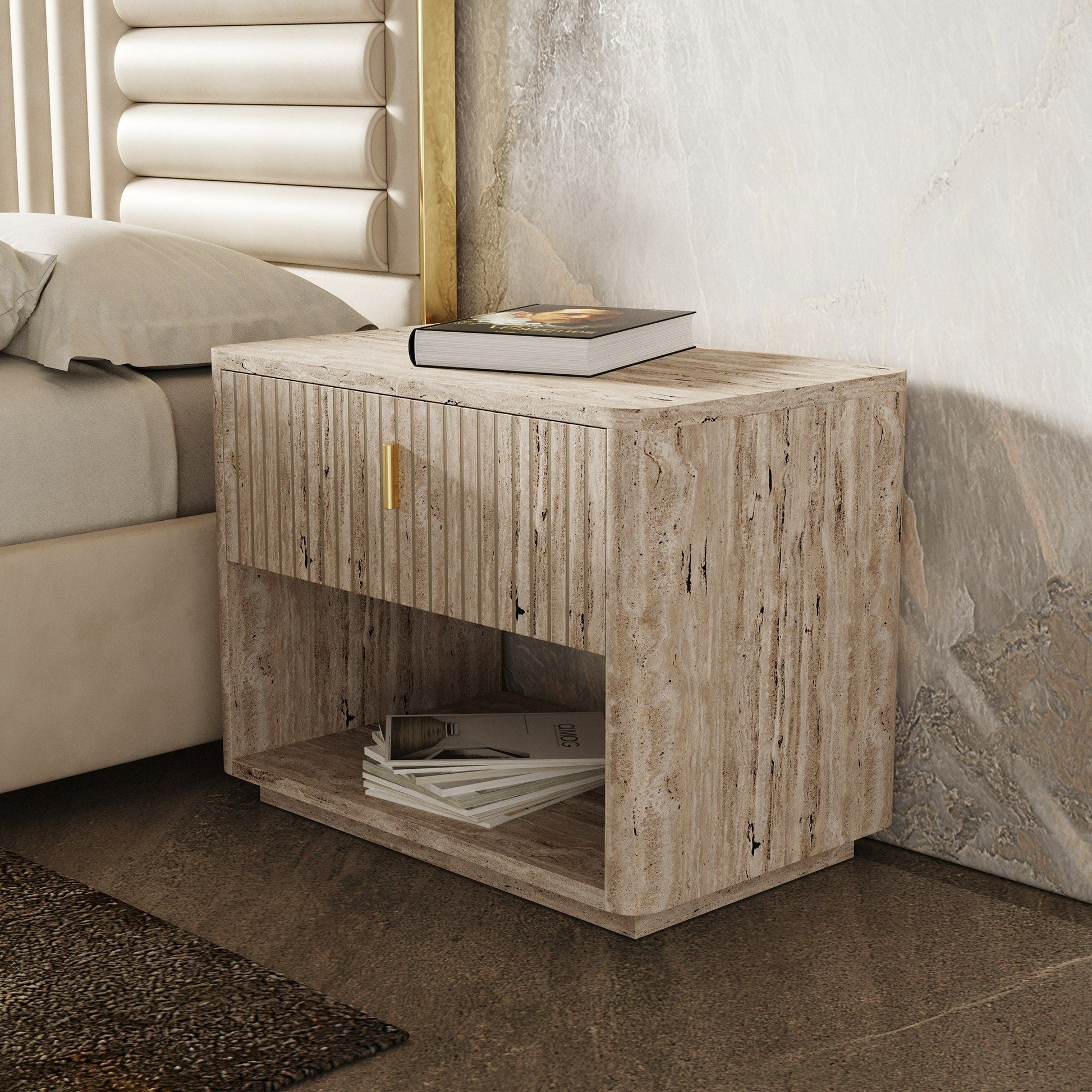 Nova Domus Daystar Beige & Gold Bedroom Set with opulent beige and gold accents | Vrxco.com