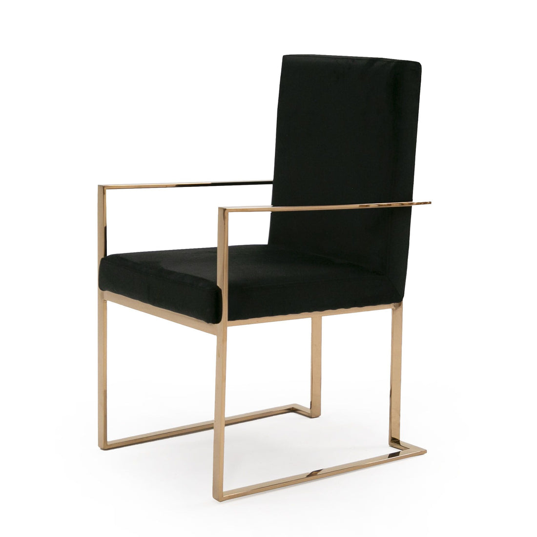"Modrest Trea Black Velvet & Rosegold Dining Chair - Modern dining chair"  | Vrxco.com