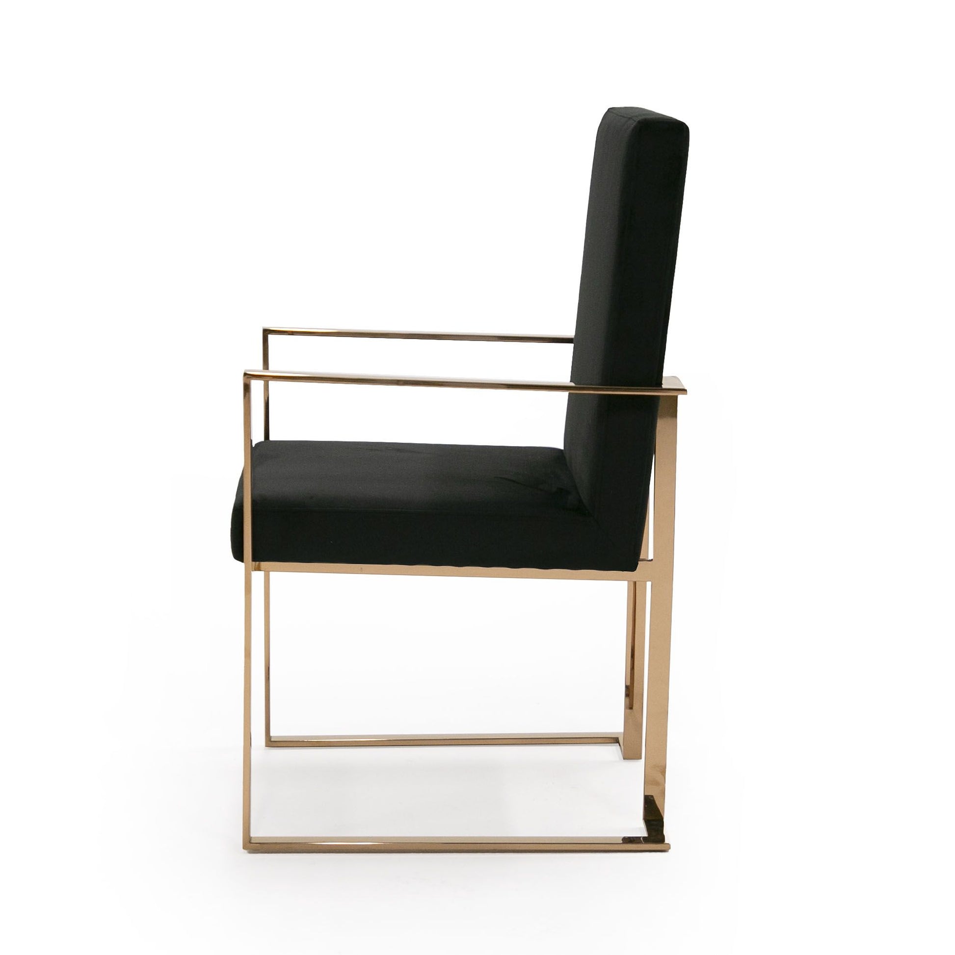 "Modrest Trea Black Velvet & Rosegold Dining Chair - Modern dining chair" | Vrxco.com