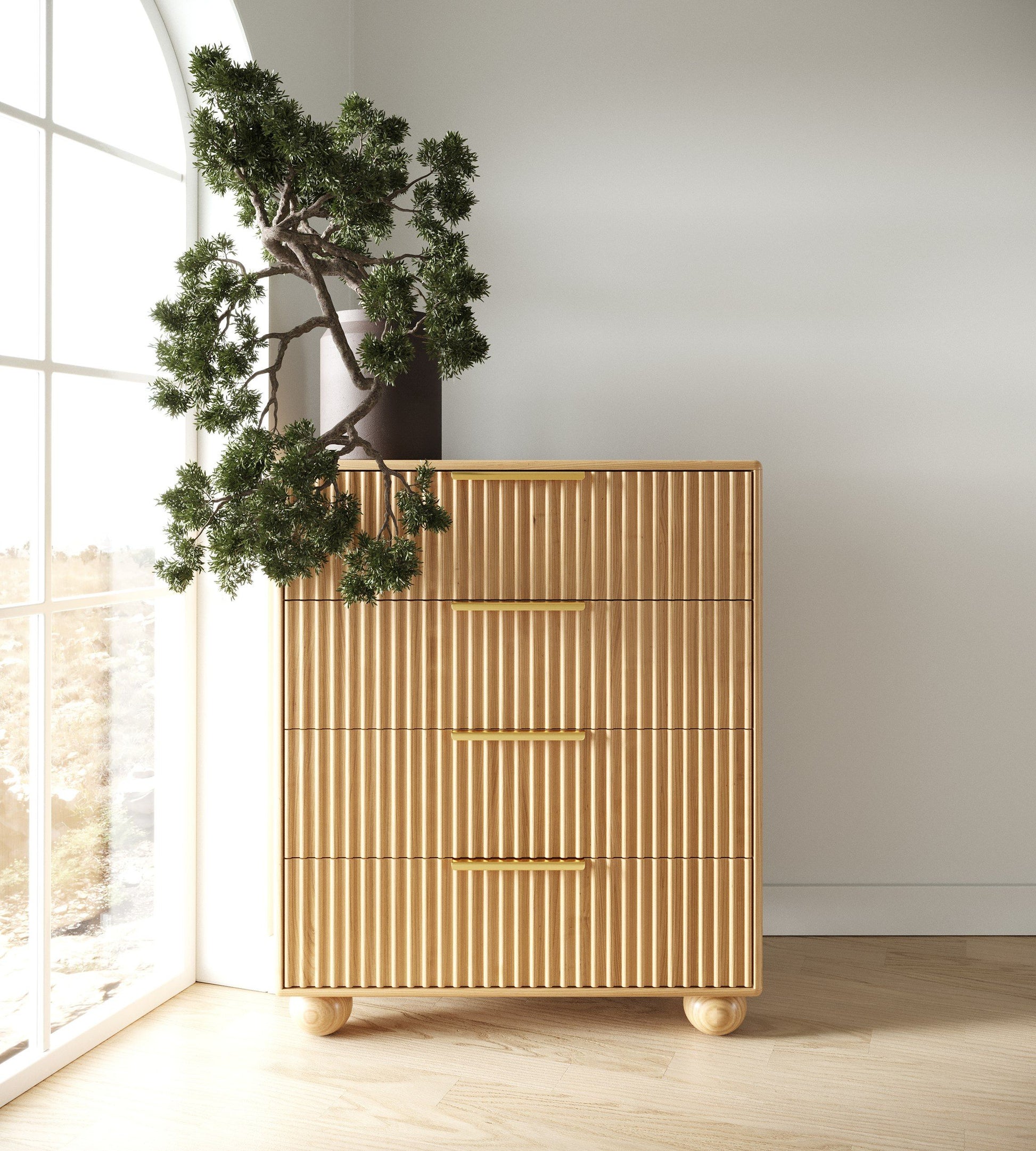 "Modrest Winters Natural Oak Bedroom Set - Modern bedroom furniture" | Vrxco.com
