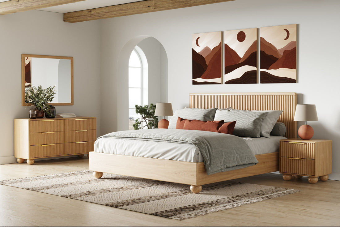 "Modrest Winters Natural Oak Bedroom Set - Modern bedroom furniture" | Vrxco.com